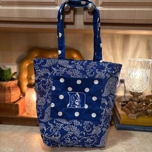 Meet Duke Blue & White Paisley Tote with Structured Design